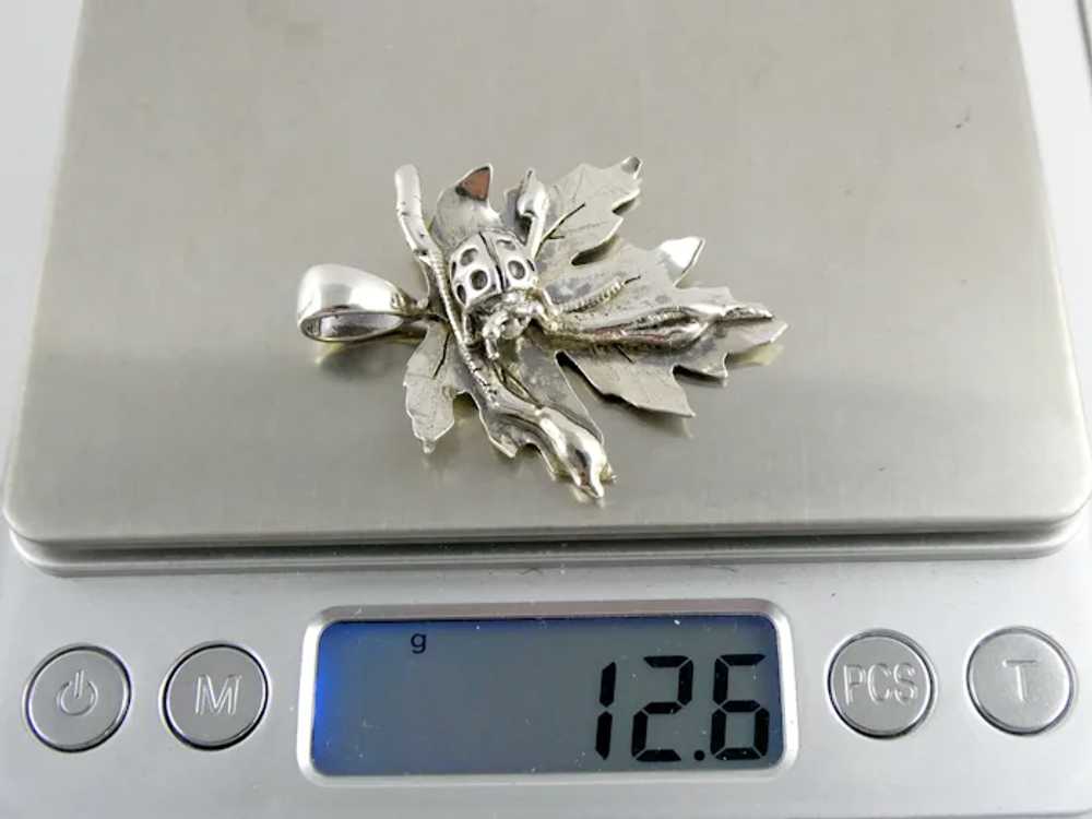 Vintage Arts Handmade Sterling Silver Ladybug on … - image 9