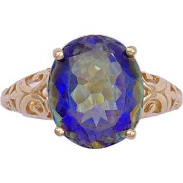 Mesmerizing Mystic Topaz Ring 6.32 Carat TW 14K Fi