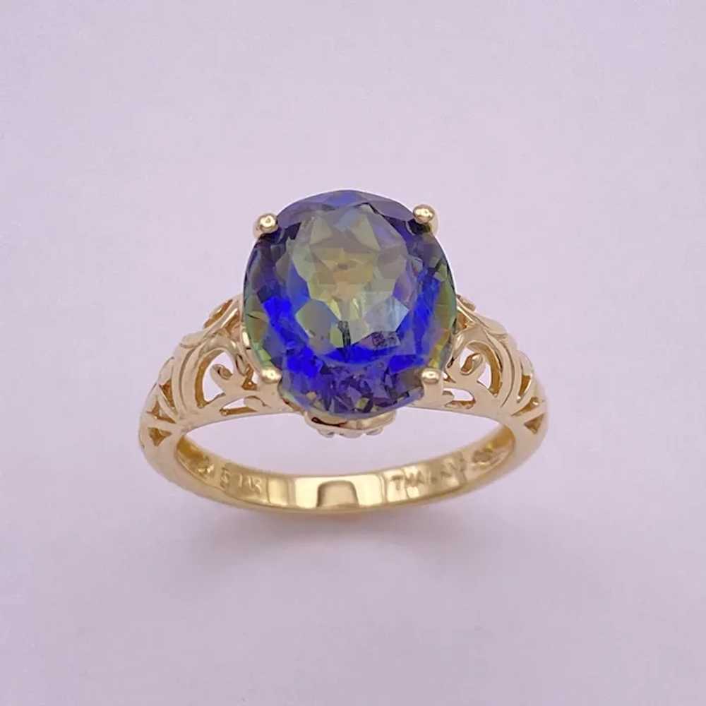 Mesmerizing Mystic Topaz Ring 6.32 Carat TW 14K F… - image 3