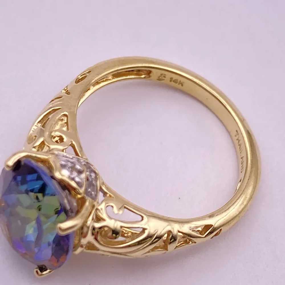 Mesmerizing Mystic Topaz Ring 6.32 Carat TW 14K F… - image 8