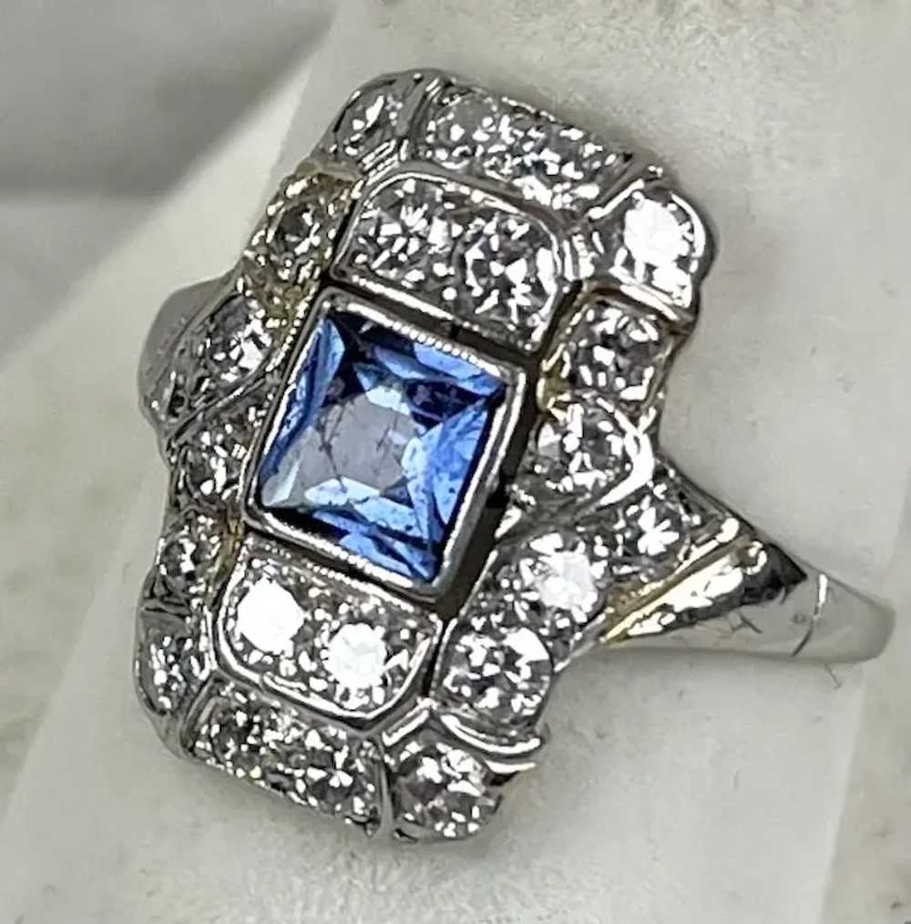 Dazzling Tiffany Art Deco Sapphire Diamond Ring - image 2