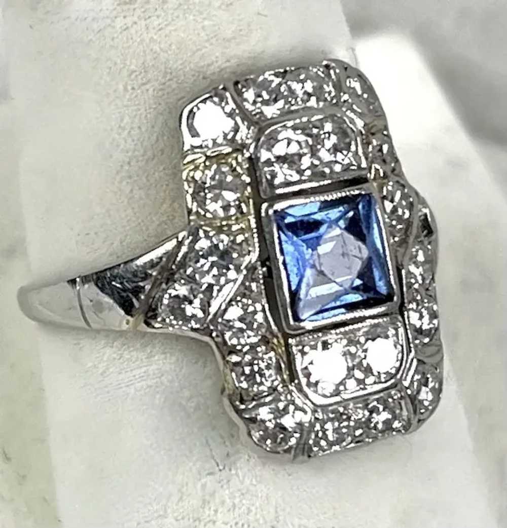 Dazzling Tiffany Art Deco Sapphire Diamond Ring - image 3