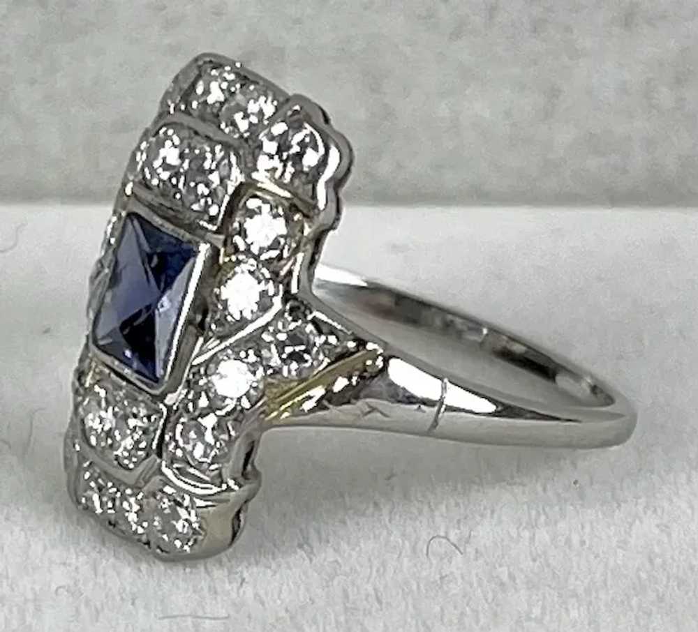 Dazzling Tiffany Art Deco Sapphire Diamond Ring - image 4