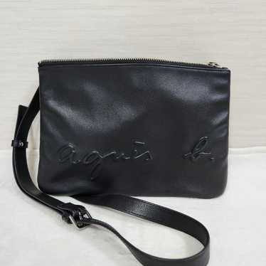 agnes b. JS06M-03 Leather Shoulder Bag Black - image 1