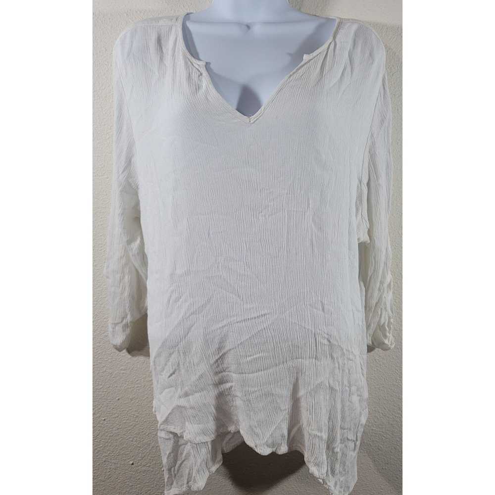 Other Karen Kane White Crinkled Layered Top 2X Li… - image 1