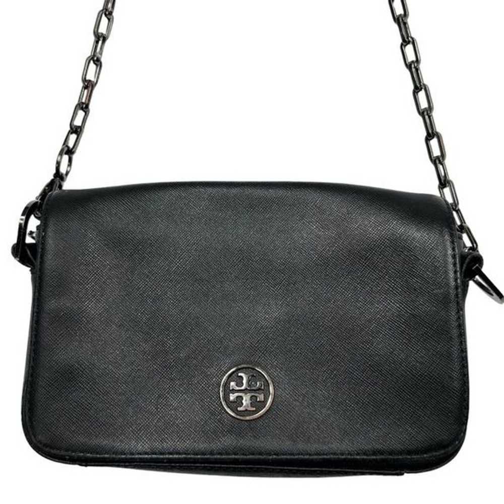 Tory Burch Black Safiano Leather Chain Strap Cros… - image 4