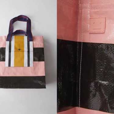バッグ acne studios grande plage striped tote Acne Studios Women's' Logo Print Striped Tote Bag in Pink