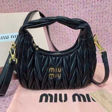 miumiu shoulder bag handbag 2way black 053