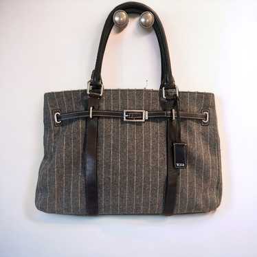 TUMI CHATHAM EAST WEST SATCHEL BAG GRAY PINSTRIPE… - image 1