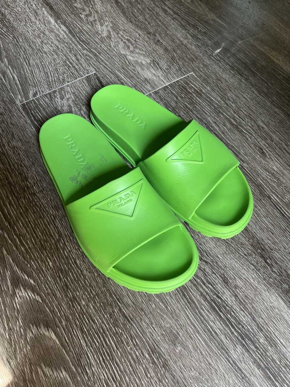 Prada Prada Green Rubber Slides - image 1