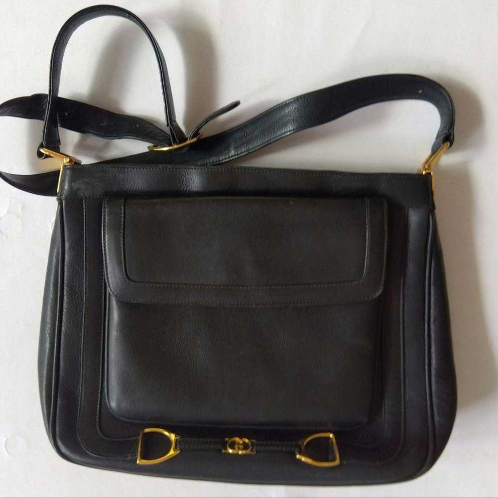 GUCCI shoulder bag, black, leather, vintage - image 2