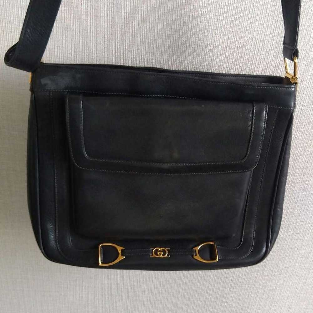 GUCCI shoulder bag, black, leather, vintage - image 3