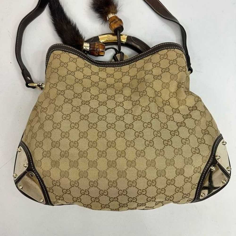 Vintage Gucci Monogram Canvas Mink Indy Hobo Bag - image 4