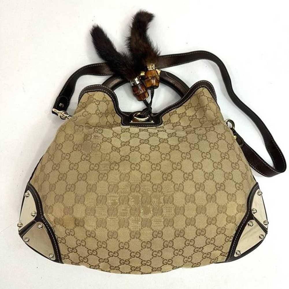 Vintage Gucci Monogram Canvas Mink Indy Hobo Bag - image 5