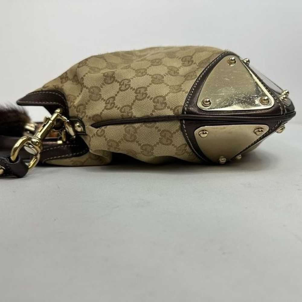 Vintage Gucci Monogram Canvas Mink Indy Hobo Bag - image 7