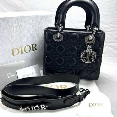 Dior shoulder bag black leather quilting