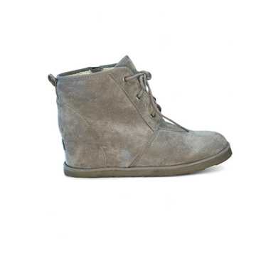 Dunes Karma Gray Faux Suede Faux Fur Booties Hidde