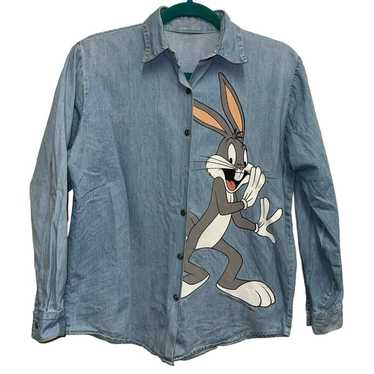 Warner Bros Vintage 1992 Bugs Bunny Denim Shirt R… - image 1