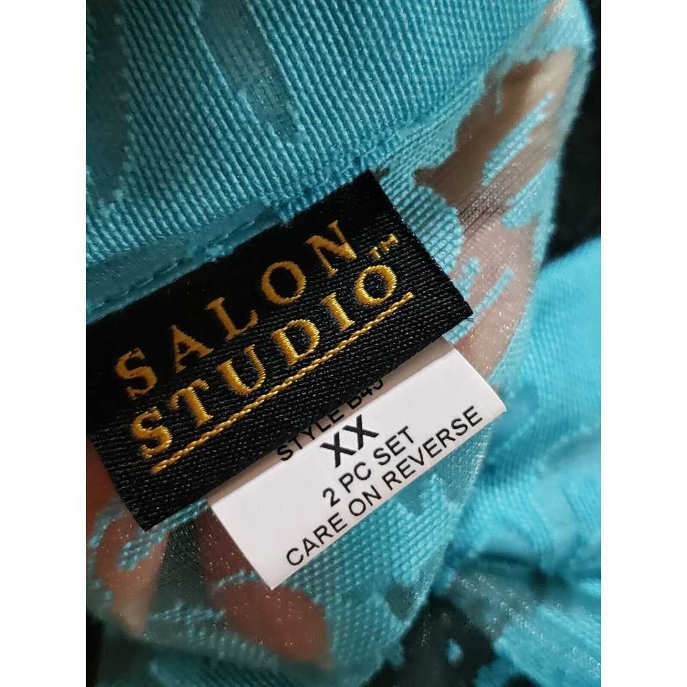 Other Salon Studio Sheer Blue Floral Rayon Button… - image 8