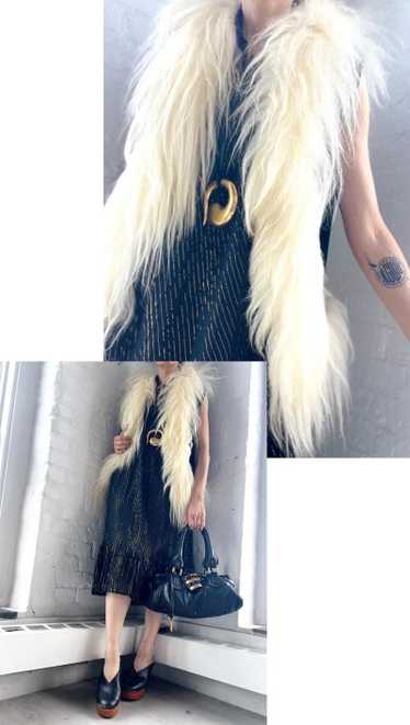 70s suede & fur trim vest