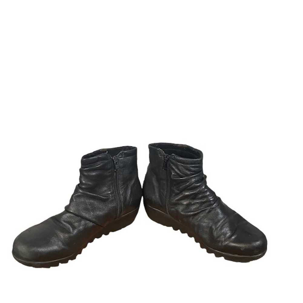 Munro Black Leather Ankle Sie Zipper Walking Wedg… - image 2