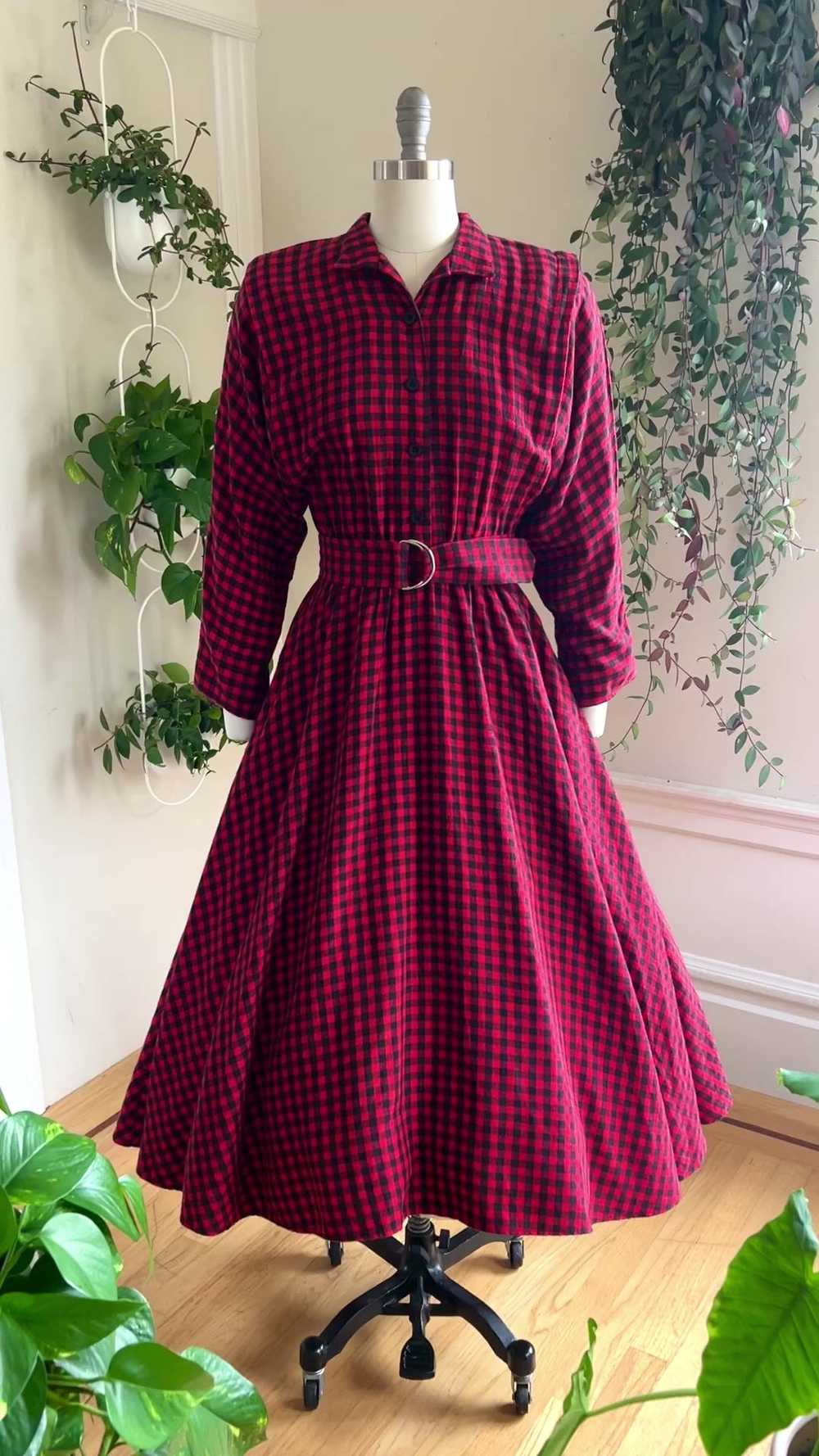 1990s Plaid Flannel Shirt Dress | x-small/small - image 3