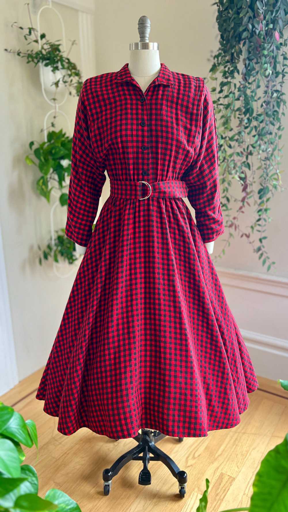 1990s Plaid Flannel Shirt Dress | x-small/small - image 4