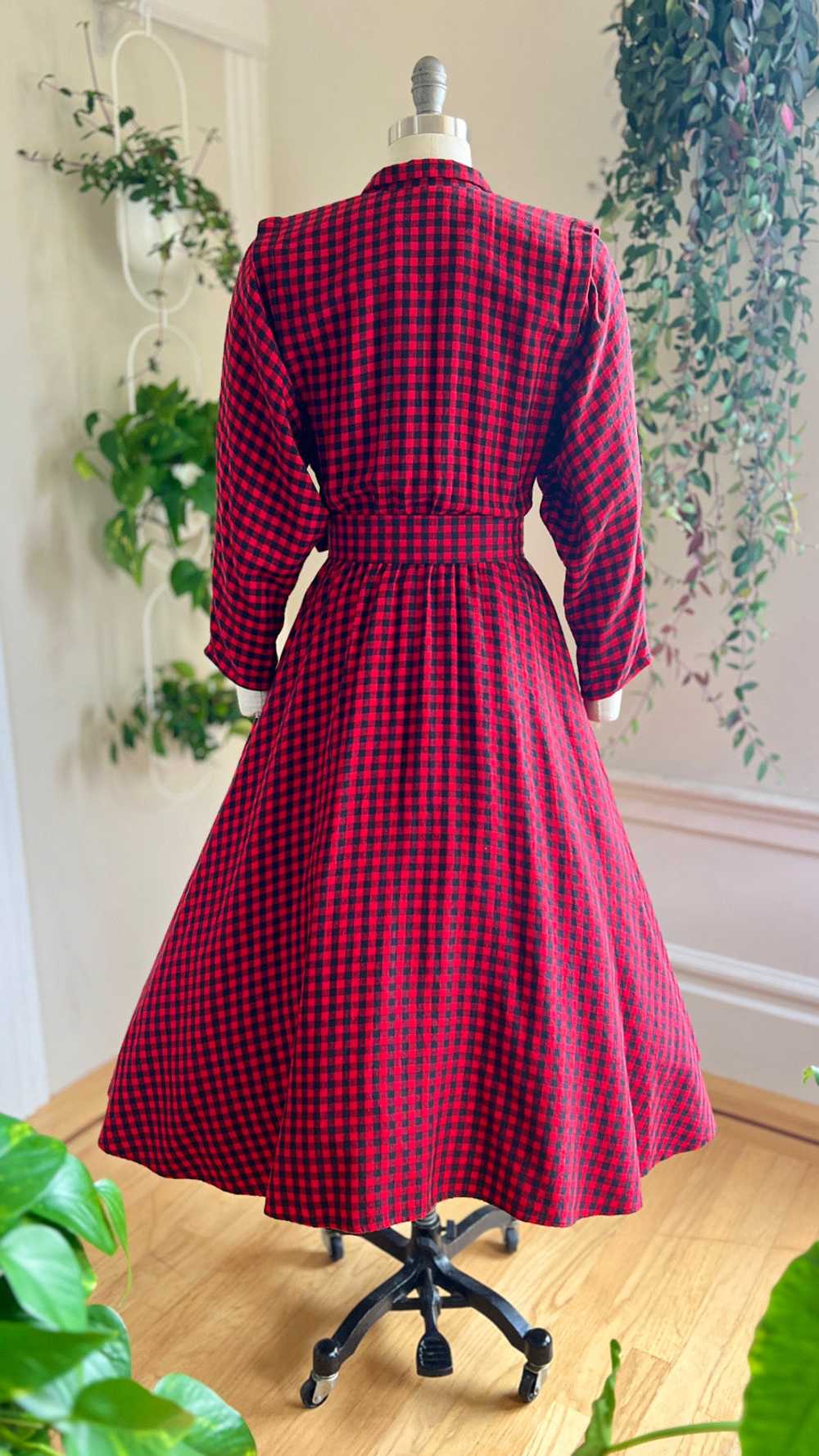 1990s Plaid Flannel Shirt Dress | x-small/small - image 6