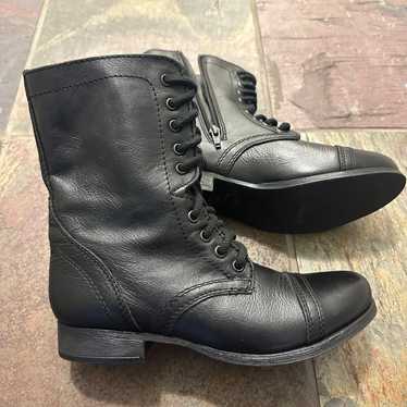 Steve Madden Troopa Black Leather Boots