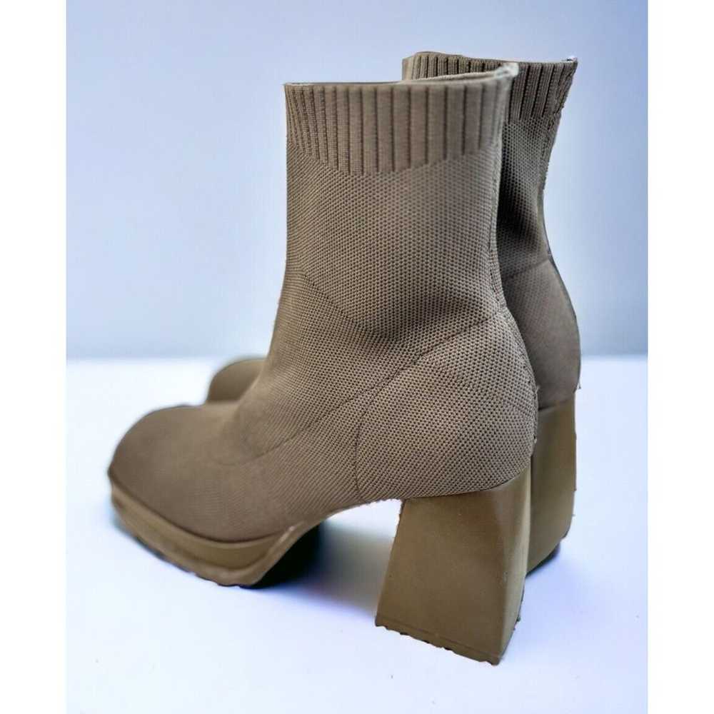 Womens Platform Sock Ankle Boots Square Toe Grey … - image 3