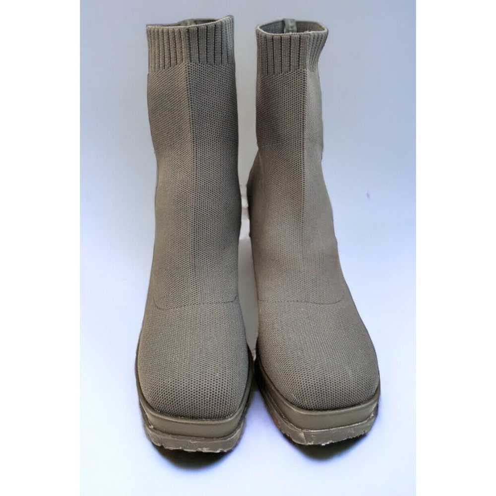 Womens Platform Sock Ankle Boots Square Toe Grey … - image 4