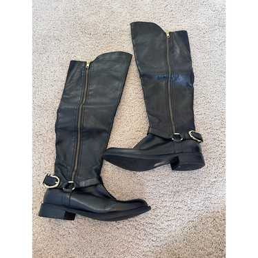 Steve Madden Black Knee High Leather Boots