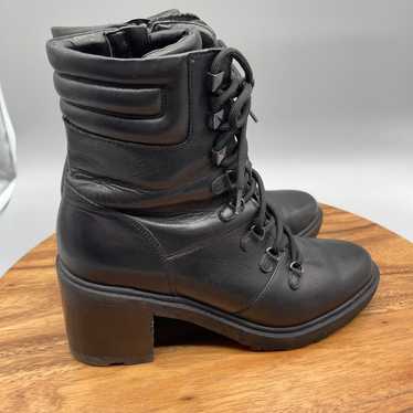 Marc Fisher Laboni Moto Combat Boots Leather Black