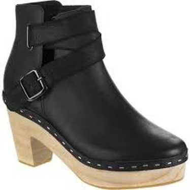 Free People women black leather bungalow clog boo… - image 1