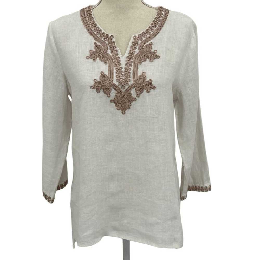 Other Symple NYC Embroidery Hem Linen Boho Tunic … - image 1