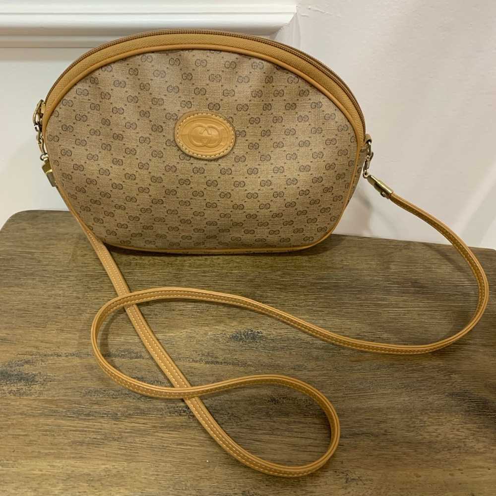 AUTHENTIC Vintage Gucci Crossbody Bag, Brown Mono… - image 1