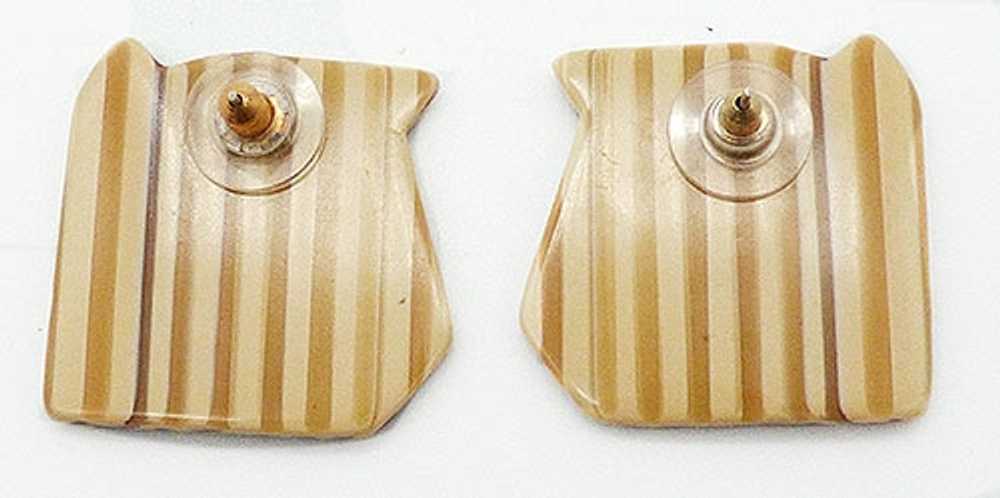 Laminated Galalith Striped Tiger Earrings - image 3