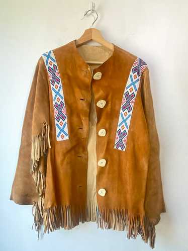 Vintage Suede Fringe Jacket with Beadwork