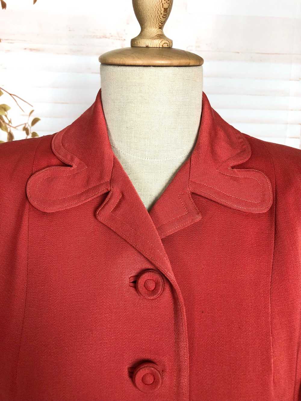 Incredible Original 1940s Vintage Coral Red Gabar… - image 11