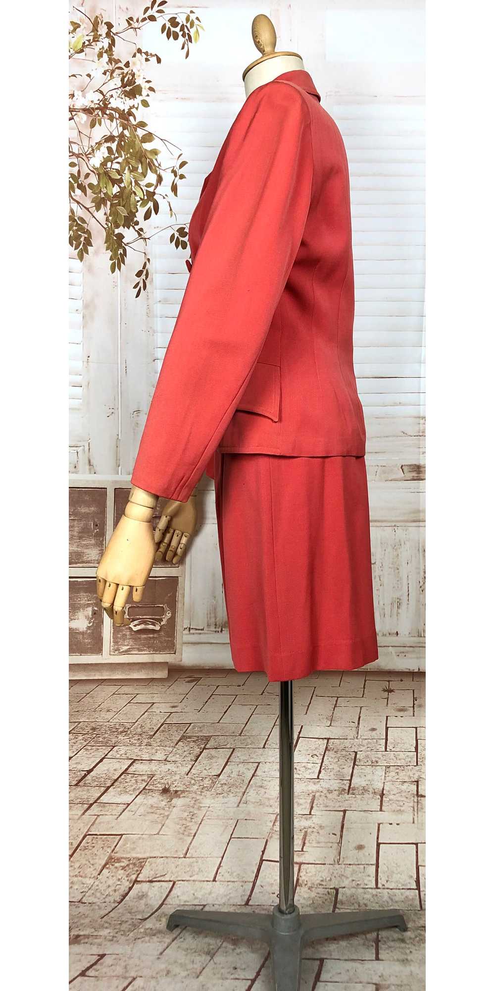 Incredible Original 1940s Vintage Coral Red Gabar… - image 6