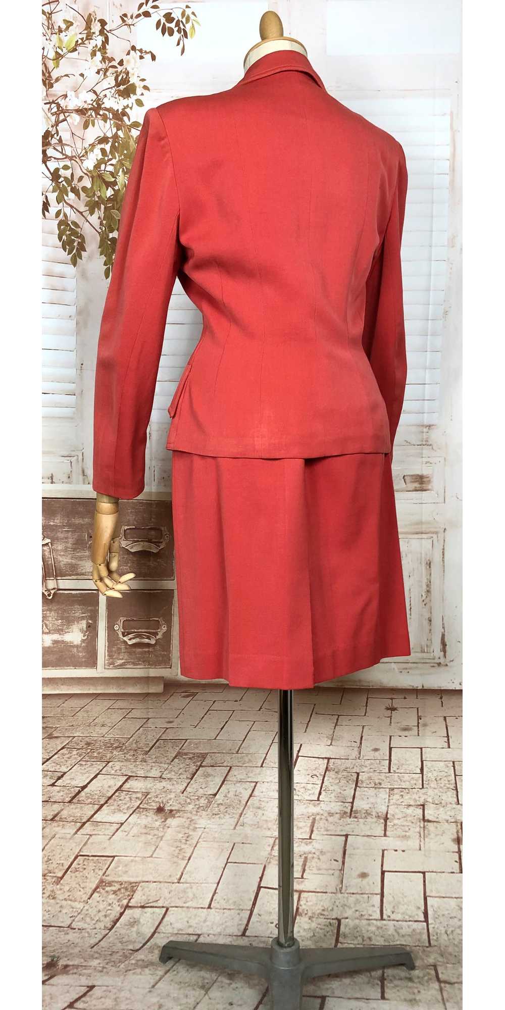 Incredible Original 1940s Vintage Coral Red Gabar… - image 7