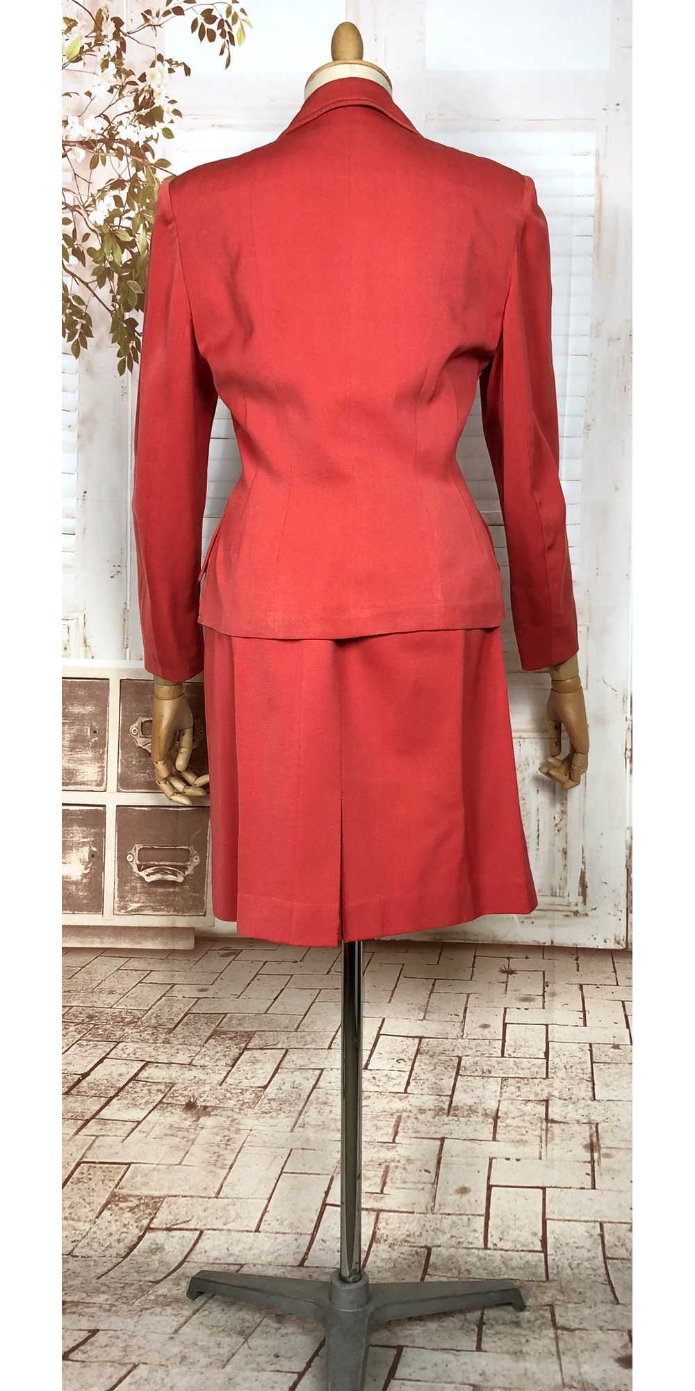 Incredible Original 1940s Vintage Coral Red Gabar… - image 8