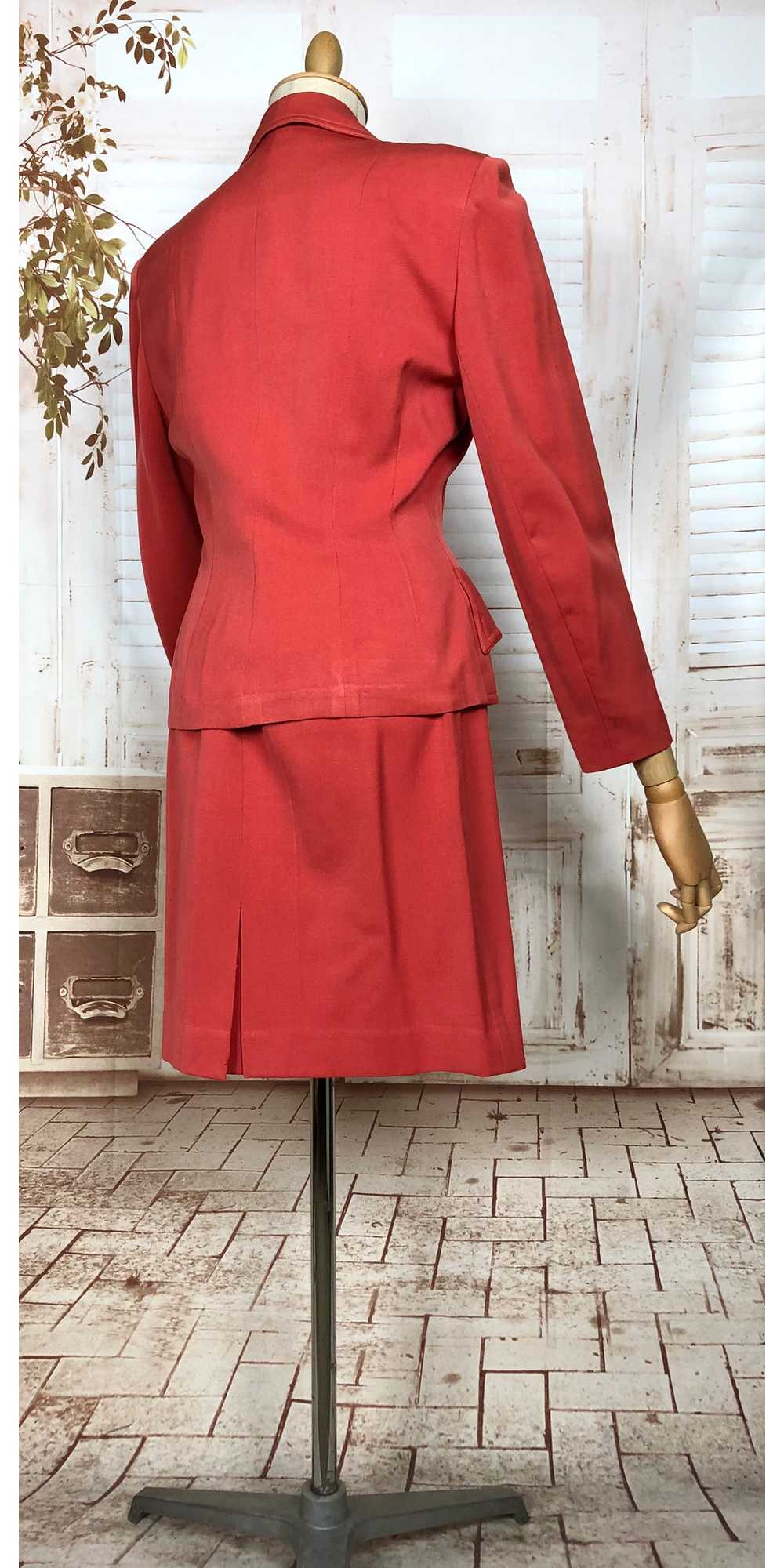 Incredible Original 1940s Vintage Coral Red Gabar… - image 9