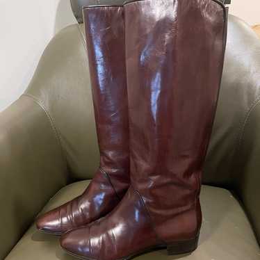 Guazzo Genuine Leather Tall Boots Round Toe Brown 