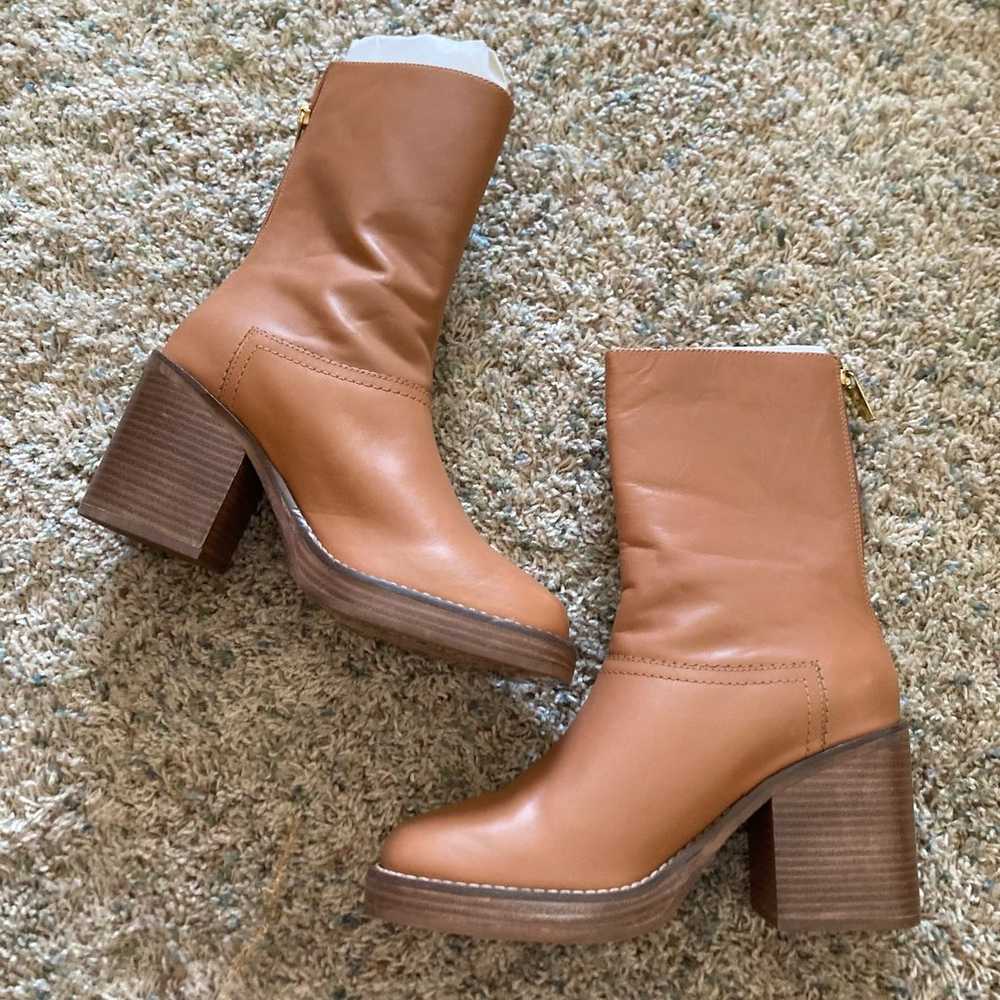 NWOT Free People Portwood Brown Leather Heeled Bo… - image 2