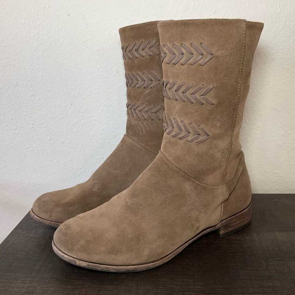 UGG Cailyn Tan Leather Chevron Suede Mid Calf Boo… - image 5