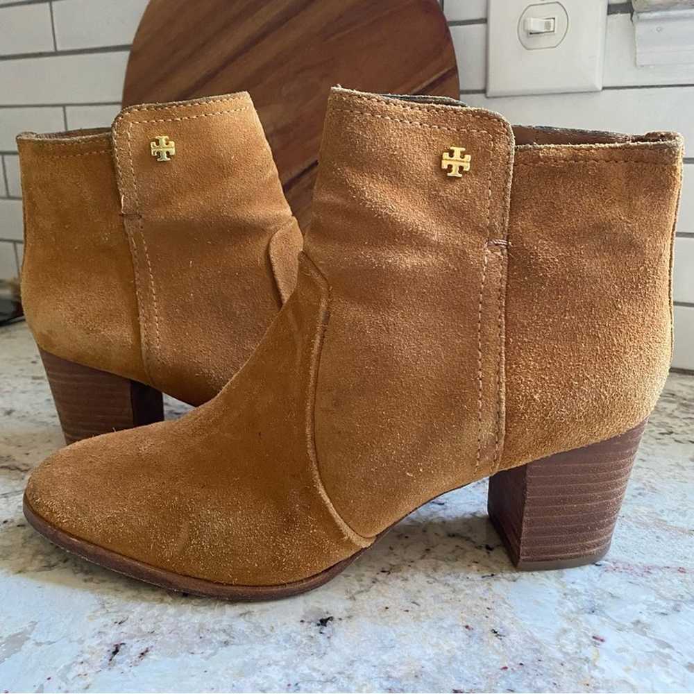 Tory Burch Sabe $398 Caramel Suede Ankle Booties … - image 5