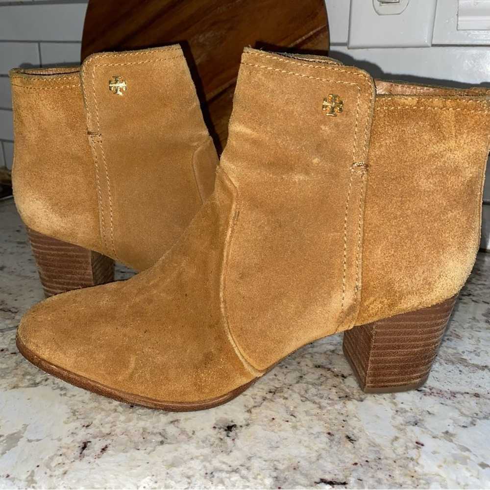 Tory Burch Sabe $398 Caramel Suede Ankle Booties … - image 6