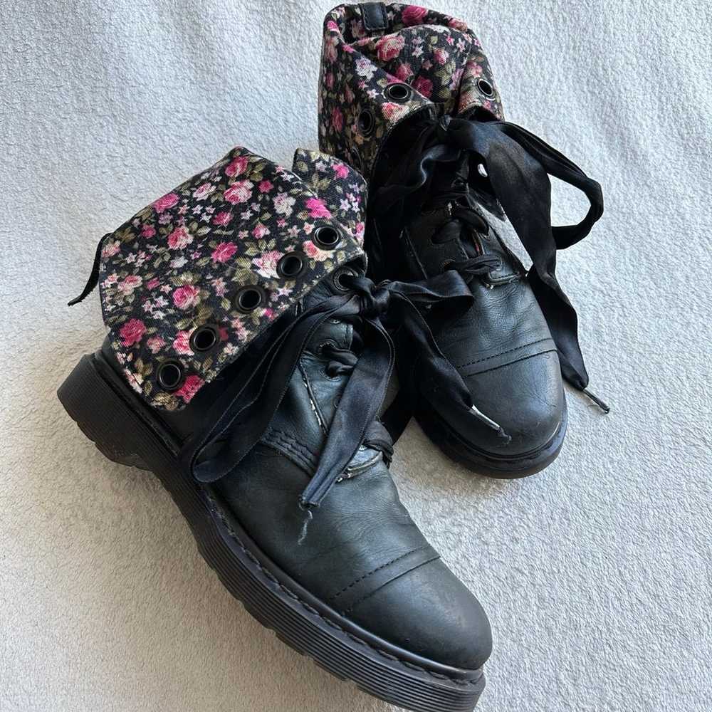 Dr. Martens Triumph 1914 Gray Pink Floral Combat … - image 3