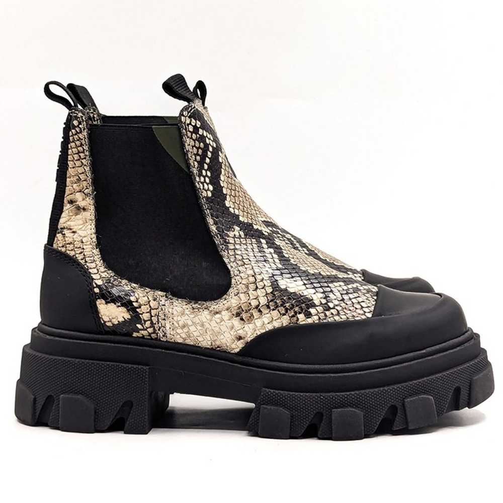 Ganni Women Leather Snake Print Platform Chelsea … - image 6